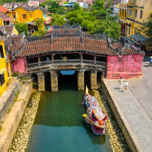The lantern-lit streets of Hoi An Ancient Town, a UNESCO World Heritage Site known for its well-preserved architecture and rich cultural heritage
