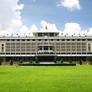 Reunification Palace in Ho Chi Minh City, a historic landmark that once served as the headquarters of South Vietnam, symbolizing the country's reunification