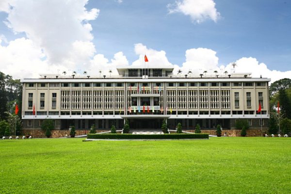 Reunification Palace in Ho Chi Minh City, a historic landmark that once served as the headquarters of South Vietnam, symbolizing the country's reunification